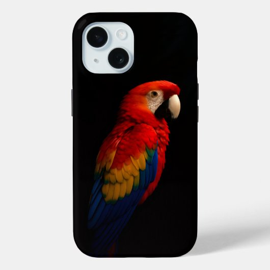 Black 4 Luxe iPhone 15 Case-Mate, Scarlet Parrot Case-Mate iPhone Hülle (Rückseite)