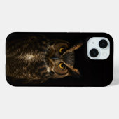 Black 4 Luxe iPhone 15, Golden Amber Eye Owl Case-Mate iPhone Hülle (Rückseite (Horizontal))