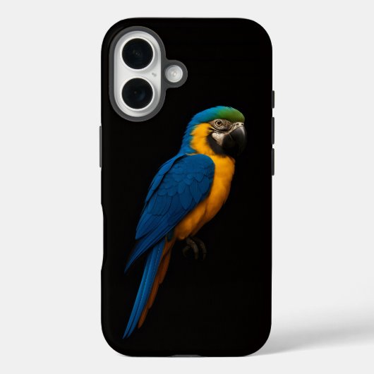 Black 4 Luxe iPhone 16 Mate, Blue Yellow Macaw Case-Mate iPhone Hülle (Rückseite)