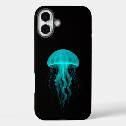 Black 4 Luxe iPhone 16 Plus, Green Jellyfish Case-Mate iPhone Hülle (Rückseite)