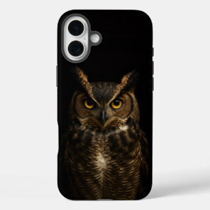 Black 4 Luxe iPhone 16 Plus Mate, Golden Eye Owl Hülle