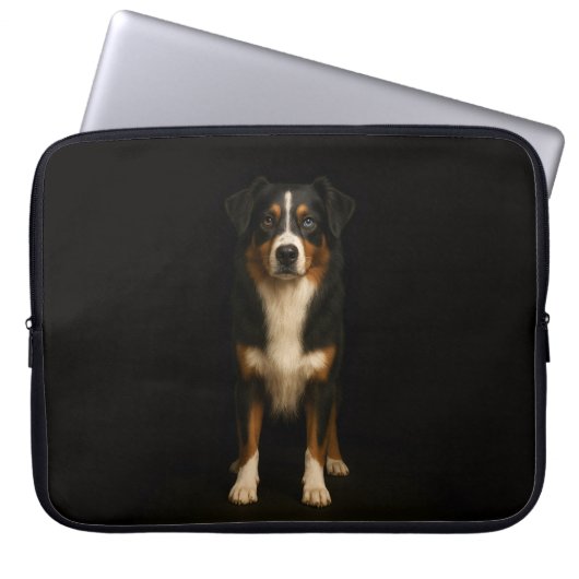 Black 4 Luxe Laptop Sleeve, Aussie Shepherd Dog Laptopschutzhülle (Vorderseite)