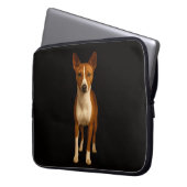 Black 4 Luxe Laptop Sleeve, Classy Basenji Dog Laptopschutzhülle (Vorderseite Links)