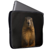 Black 4 Luxe Laptop Sleeve, Fluffy Marmot Laptopschutzhülle (Vorne Rechts)
