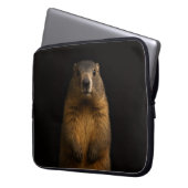 Black 4 Luxe Laptop Sleeve, Fluffy Marmot Laptopschutzhülle (Vorderseite Links)