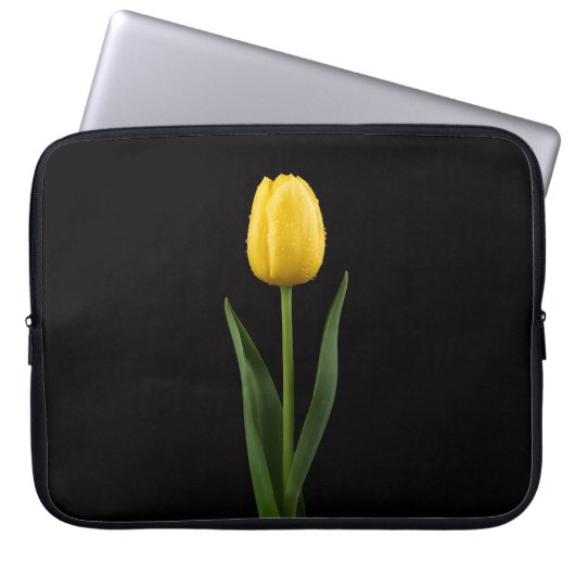 Black 4 Luxe Laptop Sleeve, Golden Yellow Tulip Laptopschutzhülle (Vorderseite)
