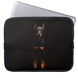 Black 4 Luxe Laptop Sleeve, Guardian Doberman Dog Laptopschutzhülle