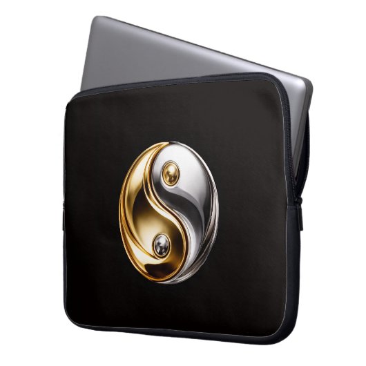 Black 4 Luxe Laptop Sleeve, Harmony Yin Yang Laptopschutzhülle (Vorderseite Links)