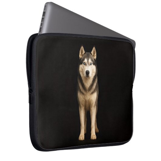 Black 4 Luxe Laptop Sleeve, Icy Elite Husky Laptopschutzhülle (Vorne Rechts)