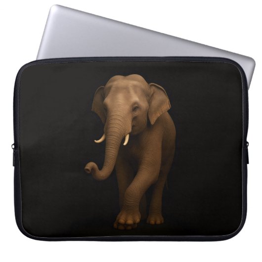 Black 4 Luxe Laptop Sleeve, Indian Elephant Laptopschutzhülle (Vorderseite)