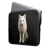 Black 4 Luxe Laptop Sleeve, Ivory Arctic Fox Laptopschutzhülle (Vorderseite Links)