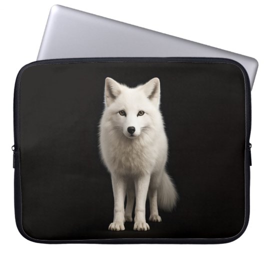 Black 4 Luxe Laptop Sleeve, Ivory Arctic Fox Laptopschutzhülle (Vorderseite)