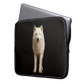 Black 4 Luxe Laptop Sleeve, Ivory Arctic Wolf Laptopschutzhülle (Vorderseite Links)