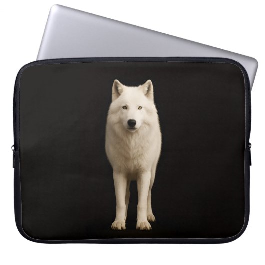 Black 4 Luxe Laptop Sleeve, Ivory Arctic Wolf Laptopschutzhülle (Vorderseite)
