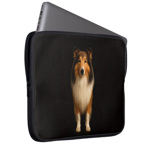 Black 4 Luxe Laptop Sleeve, Loyal Collie Dog Laptopschutzhülle (Vorne Rechts)