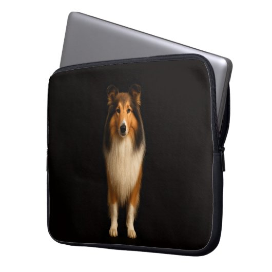 Black 4 Luxe Laptop Sleeve, Loyal Collie Dog Laptopschutzhülle (Vorderseite Links)