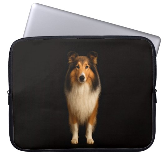 Black 4 Luxe Laptop Sleeve, Loyal Collie Dog Laptopschutzhülle (Vorderseite)