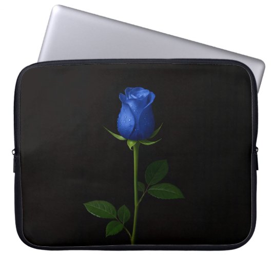 Black 4 Luxe Laptop Sleeve, Midnight Blue Rose Laptopschutzhülle (Vorderseite)