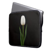 Black 4 Luxe Laptop Sleeve, Pearl White Tulip Laptopschutzhülle (Vorderseite Links)