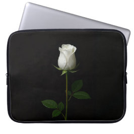 Black 4 Luxe Laptop Sleeve, Pure White Rose Laptopschutzhülle