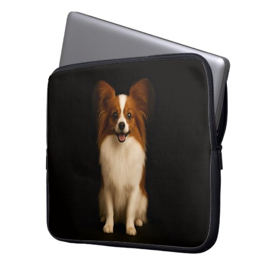 Black 4 Luxe Laptop Sleeve, Refined Papillon Laptopschutzhülle (Vorderseite Links)