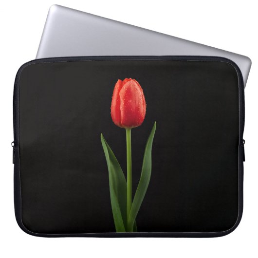 Black 4 Luxe Laptop Sleeve, Ruby Red Tulip Laptopschutzhülle (Vorderseite)