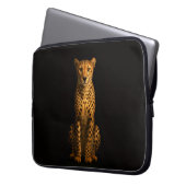 Black 4 Luxe Laptop Sleeve, Sleek Cheetah Laptopschutzhülle (Vorderseite Links)