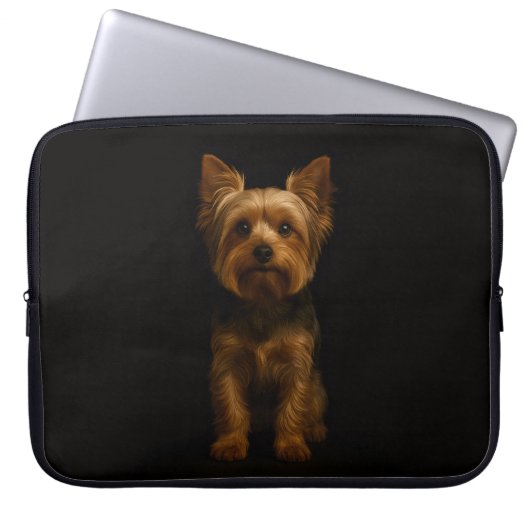 Black 4 Luxe Laptop Sleeve, Yorkshire Terrier Laptopschutzhülle (Vorderseite)