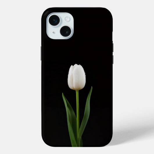 Black 4 Luxe, Pearl White Tulip iPhone 15 Plus Case-Mate iPhone Hülle (Rückseite)