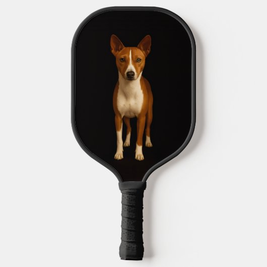 Black 4 Luxe Pickleball Paddle, Classy Basenji Dog Schläger (Rückseite)