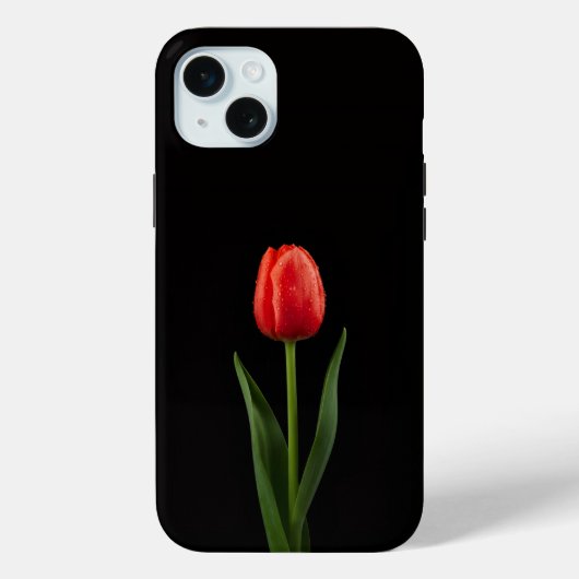 Black 4 Luxe, Ruby Red Tulip iPhone 15 Plus Case-Mate iPhone Hülle (Rückseite)