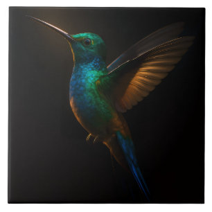 Black 4 Luxe Tile mit Flying Hummingbird Fliese