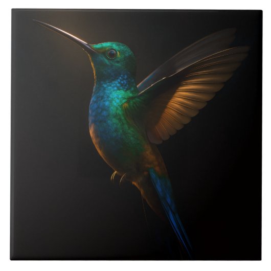 Black 4 Luxe Tile mit Flying Hummingbird Fliese (Vorderseite)