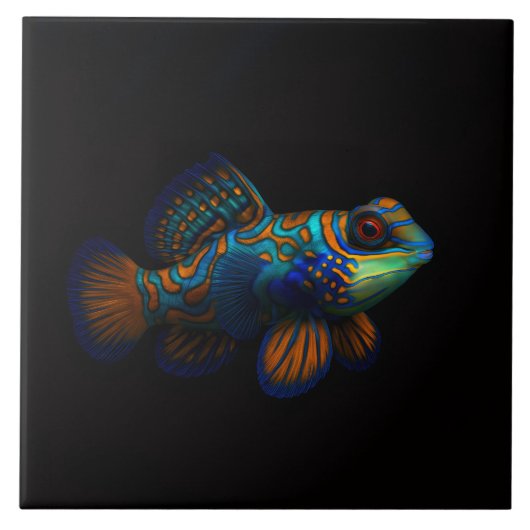 Black 4 Luxe Tile mit Mandarin Dragonet Fisch Fliese (Vorderseite)