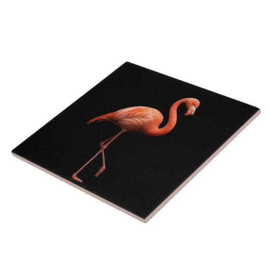Black 4 Luxe Tile mit rosa Flamingo Tropical Bird Fliese (Seite)