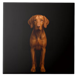 Black 4 Luxe Tile with Agile Vizsla Dog Fliese