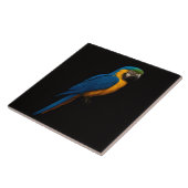 Black 4 Luxe Tile with Blue Yellow Macaw Fliese (Seite)