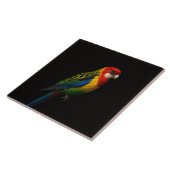 Black 4 Luxe Tile with Eastern Rosella Parrot Fliese (Seite)