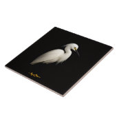 Black 4 Luxe Tile with Elegant Snowy Egret Fliese (Seite)