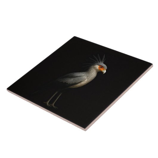 Black 4 Luxe Tile with Exotic Secretarybird Fliese (Seite)