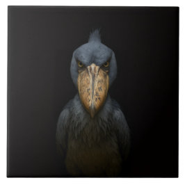 Black 4 Luxe Tile with Exotic Shoebill Bird Fliese