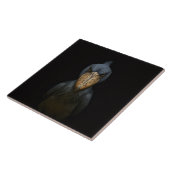 Black 4 Luxe Tile with Exotic Shoebill Bird Fliese (Seite)