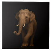 Black 4 Luxe Tile with Gentle Indian Elephant Fliese (Vorderseite)
