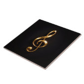 Black 4 Luxe Tile with Golden Treble Clef Fliese (Seite)