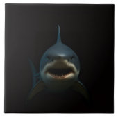 Black 4 Luxe Tile with Great White Shark Fliese (Vorderseite)