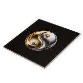 Black 4 Luxe Tile with Harmony Yin Yang Symbol Fliese (Seite)