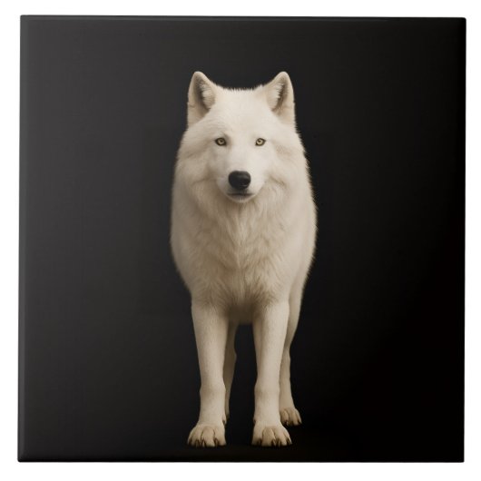 Black 4 Luxe Tile with Ivory Arctic Wolf Fliese (Vorderseite)