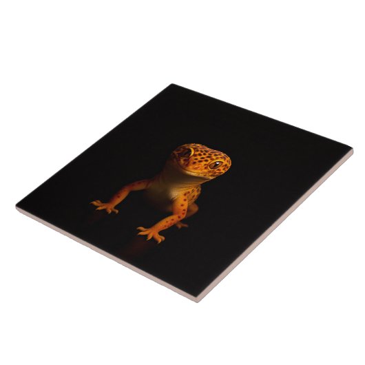 Black 4 Luxe Tile with Leopard Gecko Lizard Fliese (Seite)