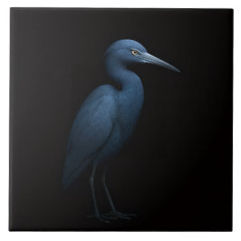 Black 4 Luxe Tile with Little Blue Heron Fliese