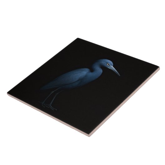 Black 4 Luxe Tile with Little Blue Heron Fliese (Seite)